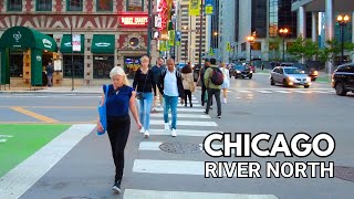 Evening in Chicago | River North | Walking Tour on Tuesday ( May 7, 2024 ) 4k City Sounds
