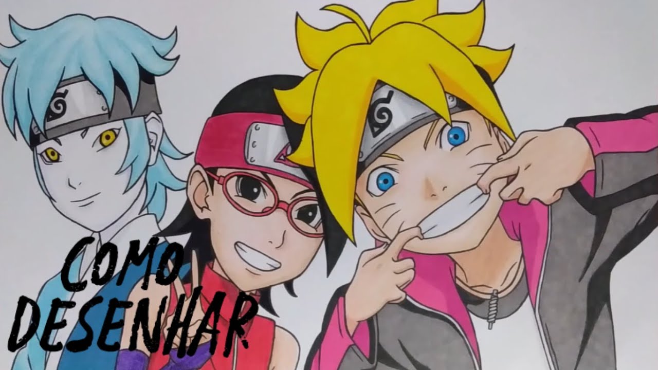 Desenho do Boruto e Sarada