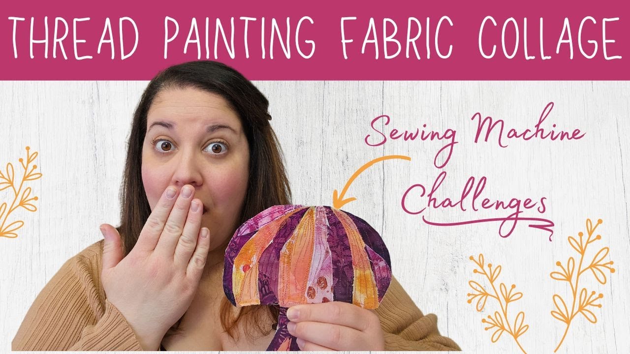 Thread Painting with Sewing Machine | Fabric Collage Art Quilt Mushroom ...