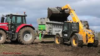 Loading Muck with JCB Loadall. Massey on Spreader.