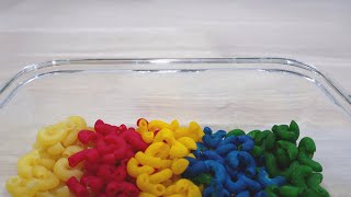 ASMR 彩色義大利麵 在玻璃盒跳舞 Colorful Pasta   Dancing in a Glass Box