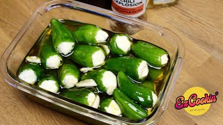 Pickled Cheese Mini Peppers  FRESH, NO OVEN and QUICK TO MAKE