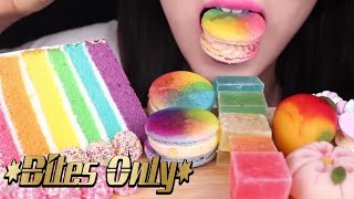 Jane Asmr 제인 - Rainbow Dessert Crystal Jelly, Cake, Macaron 무지개 마카롱, 무지개 케이크, 보석 젤리 먹방 Bites Only