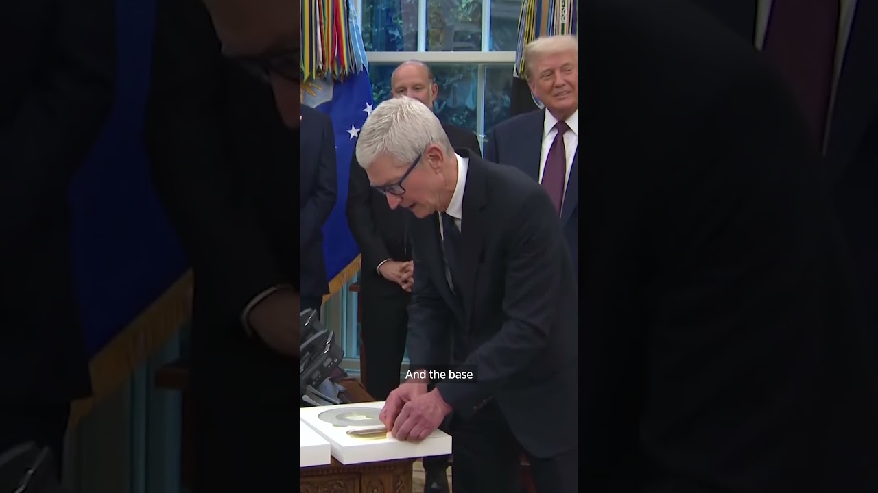 Apple CEO gifts Trump a plaque with a 24-karat gold base