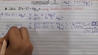 🔵NUMERICAL-3 || "Newton Raphson Method " step-by-step full numerical solution .
