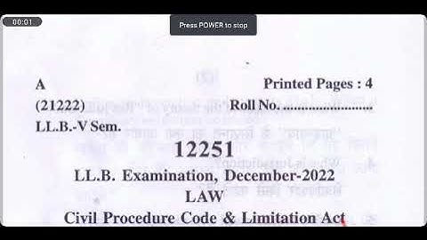 Code Of Civil Procedure Code (CPC) (K-5001) || CCSU LLB 5th Semester 2022 Question Paper