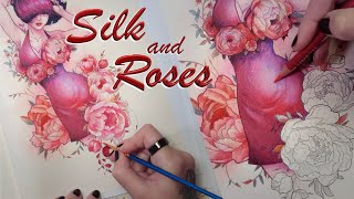 How To Color Silk And Roses // In A Coloring Book