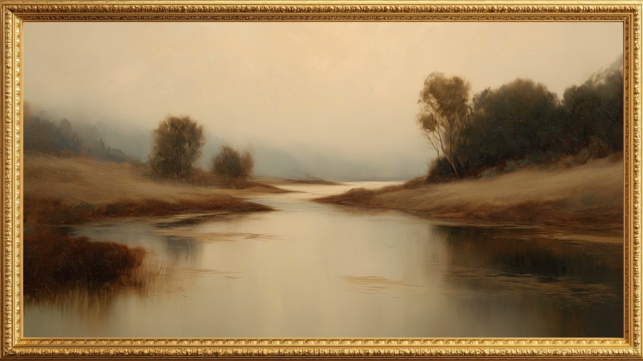Quiet River Bend | Vintage Gold Frame | 4K TV Art Screensaver