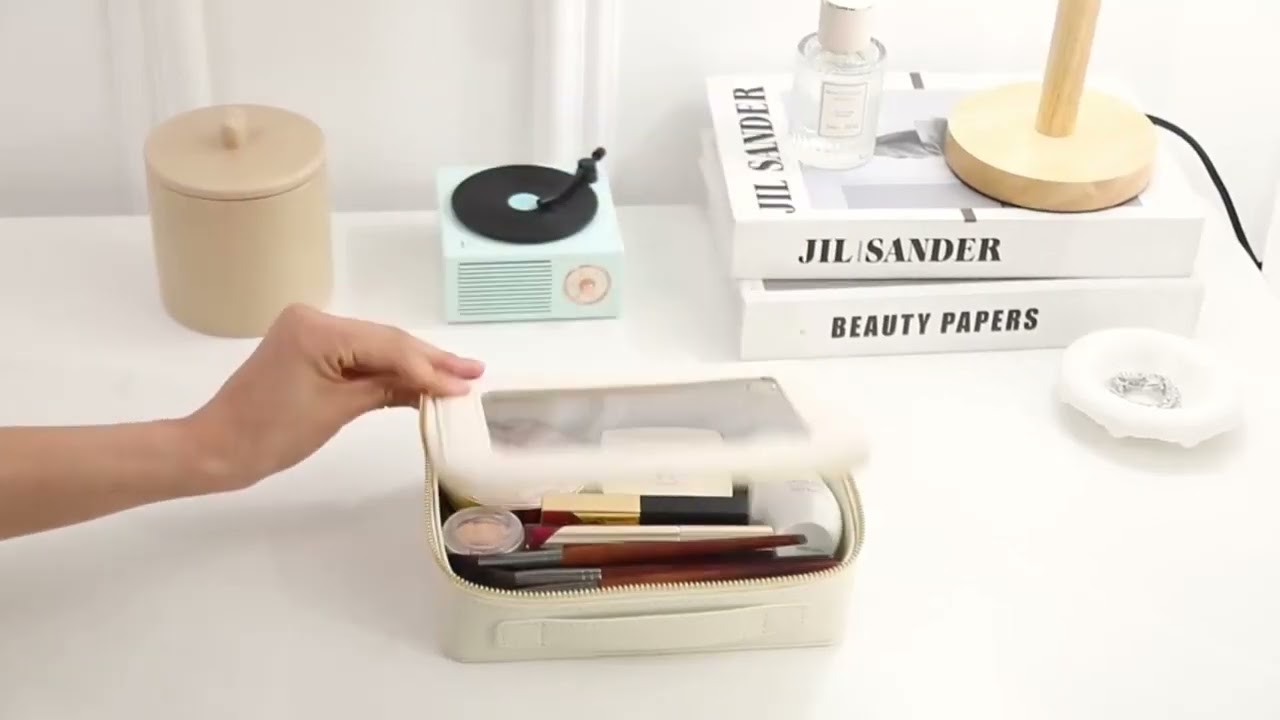 Clear Makeup Bag Organizer, PU Leather Makeup Case, Multi-color Beauty Tool Box, Portable Waterproof