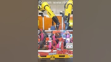 Case of #Fanuc #robot #welding workpiece equipped with our three axis horizontal positioner