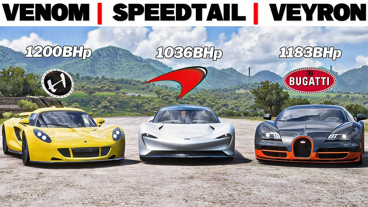 FH5 DRAG RACE - Bugatti Veyron Vs Venom GT Vs Speedtail - YouTube