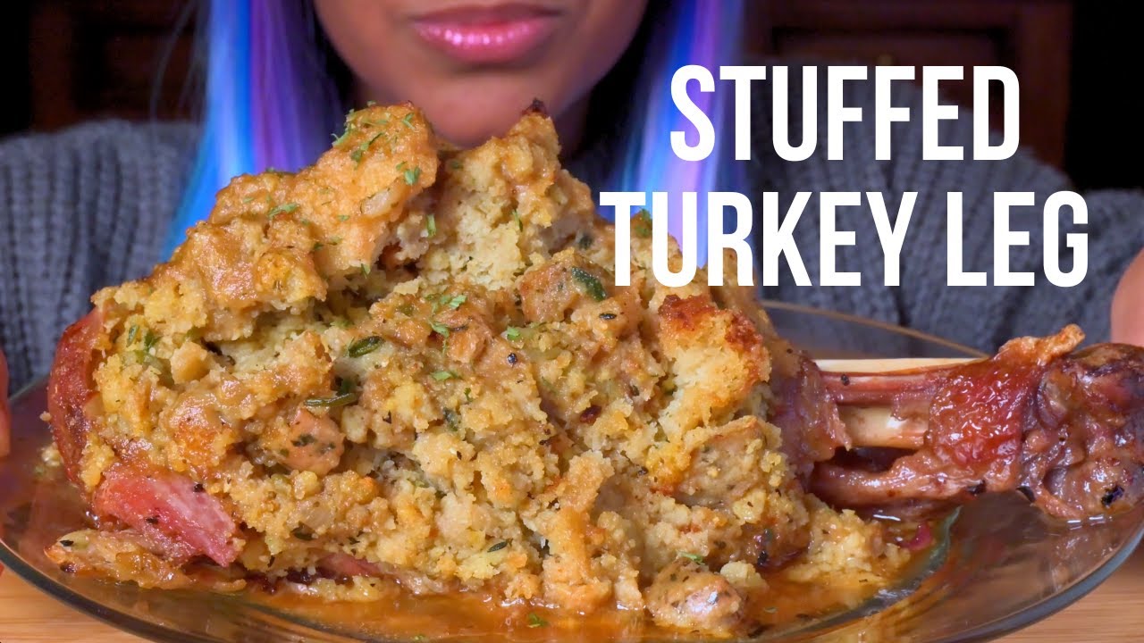 Satisfying Stuffed Turkey Leg Eating & Cookn Experience ASMR CRINKLY