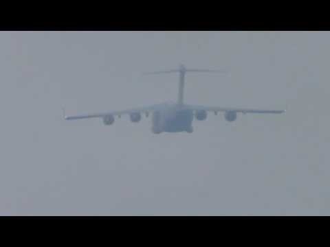 good RAF C17 ZZ178 departs RAF Mildenhall 21Sep16 457p go home 2 brize sunrays