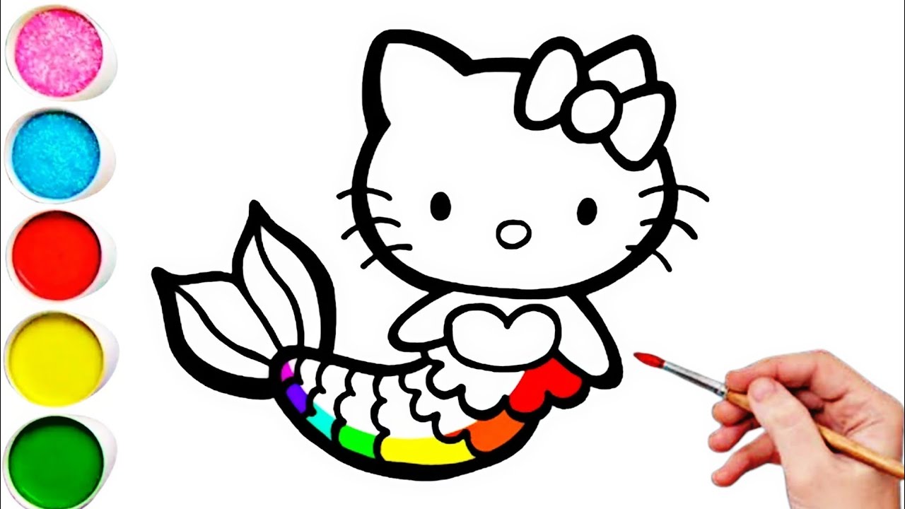 Beautiful Mermaid Drawing, Painting & Coloring For Kids and Toddlers ...