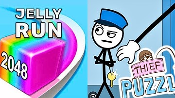 Thief Puzzle vs Jelly Run 2048 - ASMR Satisfying Gameplay 2025 Part-1