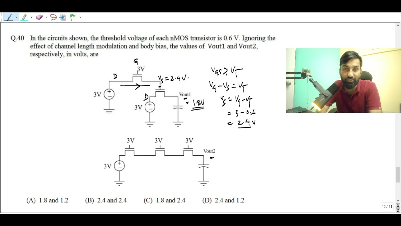 nMOS Questions Vout1 & Vout2 | GATE 2019 ECE | Solve using basic Concepts