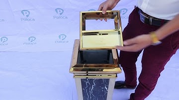 Thùng rác đá hoa cương có gạt tàn, cửa xả rác phía trên