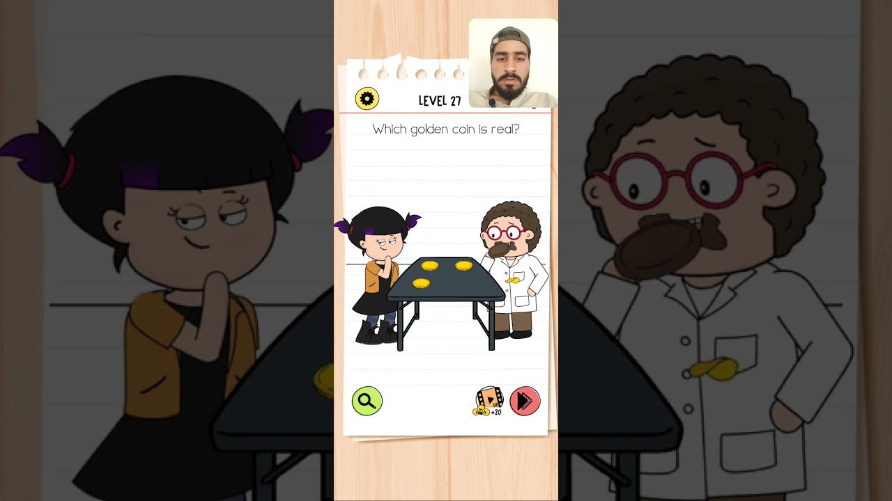 Brain test 4 Level 27 Which Golden Coin is Real?  Walkthrough