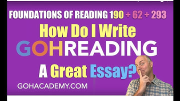 GOHREADING ~ How To Write A Great Essay for the MTEL 190, 62 & STR 293 Reading Test ~ GOhacademy.com