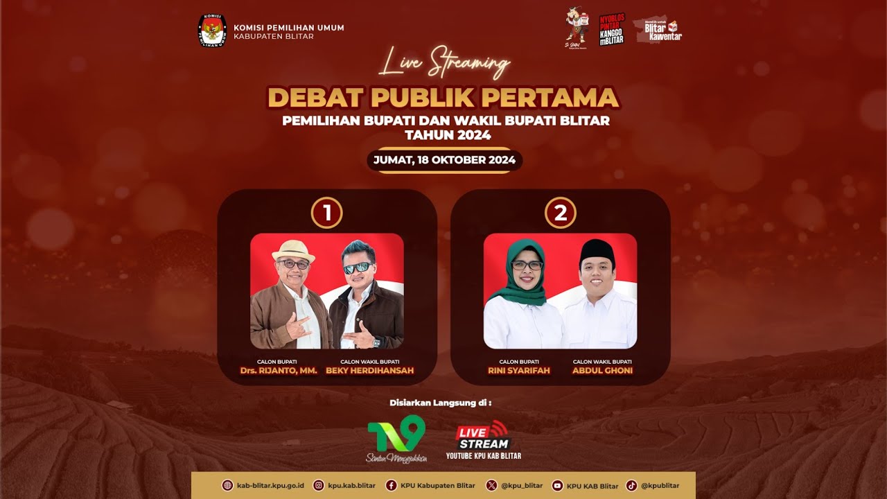 LIVE DEBAT PUBLIK PERTAMA PEMILIHAN BUPATI & WAKIL BUPATI BLITAR TAHUN 2024
