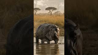 CROCODILE VS HIPPOPOTAMUS #shorts #animalfight #wildlifebattle #closecombatai #realisticai #animal