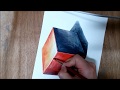 수채화로 정육면체 그리기(RED)/Cube drawing