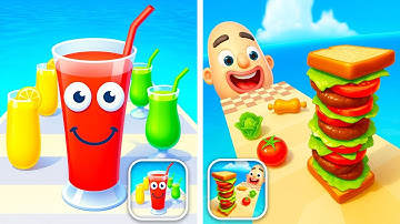 Juice Run vs Sandwich Runner | Ultimate Food Rush Challenge Satisfying Walkthrough Max Gameplay ET26