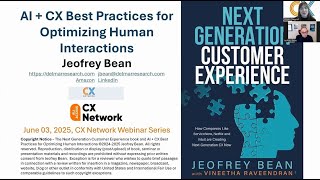 AI + Customer Experience Best Practices to Optimize Human Interactions Jeofrey Bean CX speaker