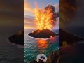 Island volcano erupts at sunset,,,#geographyfacts #worldventures