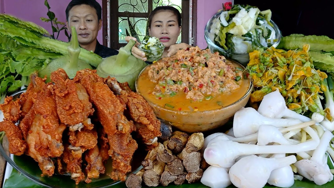 แซ่บข้าวเบิดติบป่นปลานิลส้มผักปีกไก่ทอดผักบ้านๆมาเป็นสวนจ้า|12 กันยายน 2025