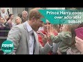 Prince Harry coos over adorable babies