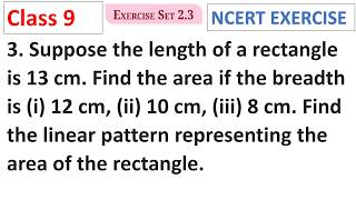 Suppose the length of a rectangle is 13 cm. Find the area if the b CBSE Class 9 Maths Ganita Manjari