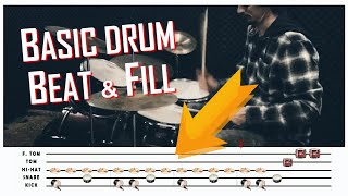 Basic Drum Beat And Fill With Notation