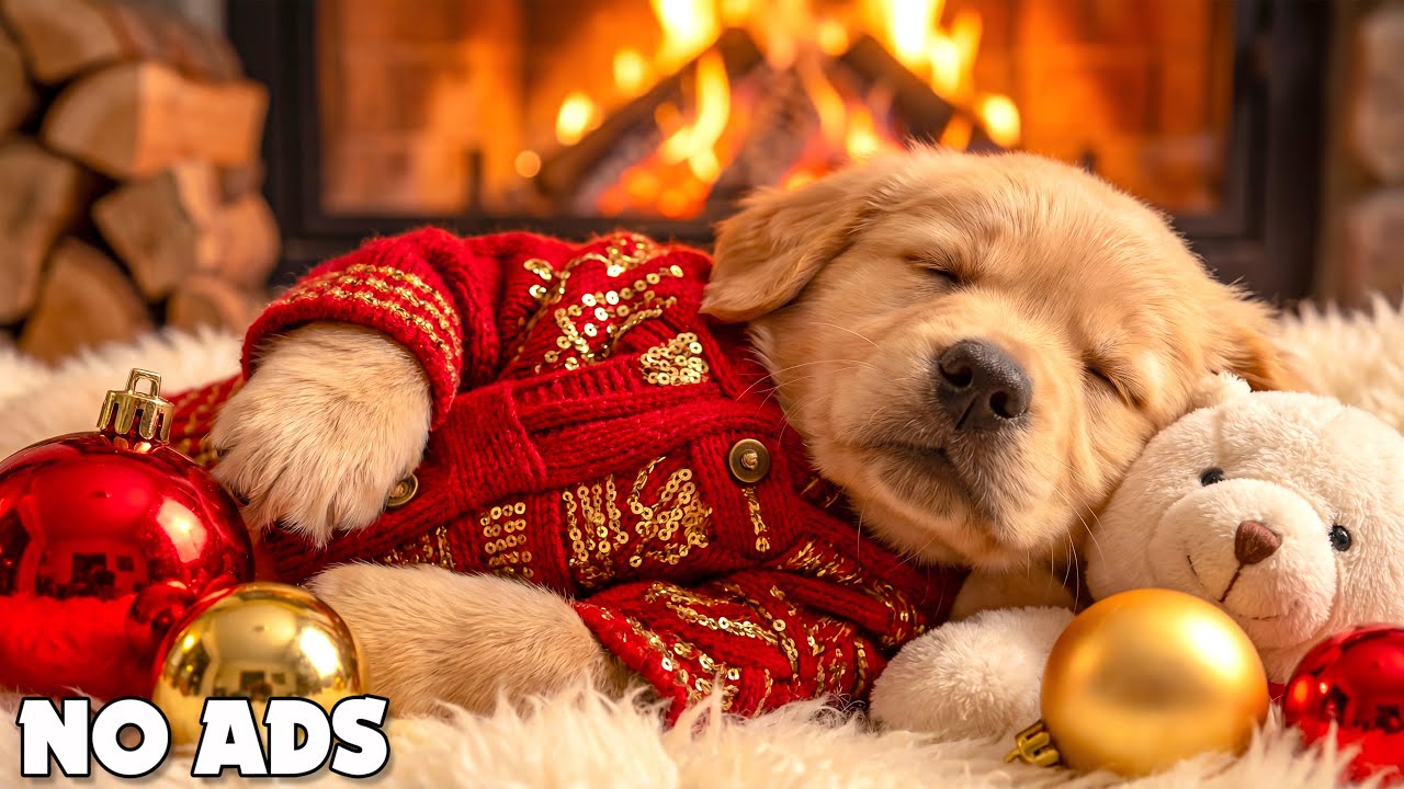 🐶Sleeping Dog by Fireplace 24/7 | 🔥Crackling Fire Sounds