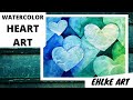 Watercolor HEART Art  - Learn Negative Painting