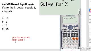 Problem No. 84. If x to the ¾ power equals 8, x equals