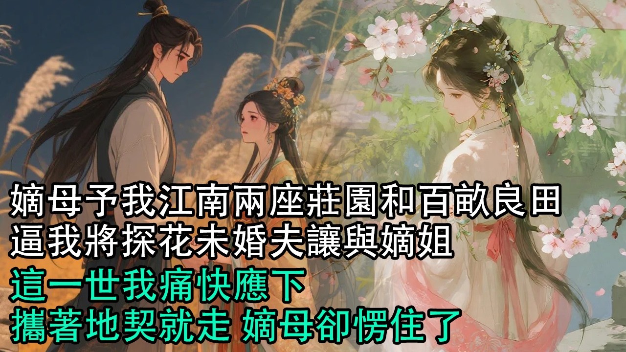【一口氣看完】嫡母予我江南兩座莊園和百畝良田，逼我將探花未婚夫讓與嫡姐，這一世我痛快應下，攜著地契就走，嫡母卻愣住了#古言 #有聲小說 #情感故事