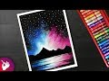 How to Draw night sky mountain scenery drawing for beginners with oil pastels