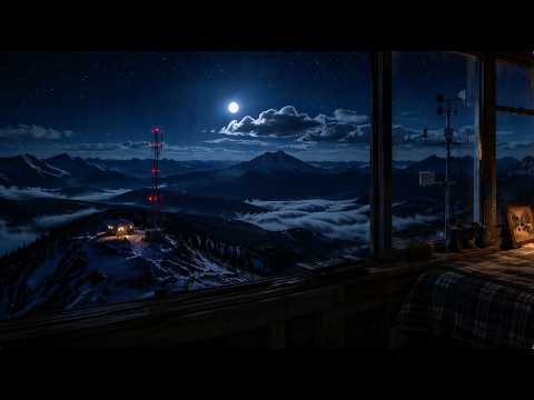 Mountain Weather Observatory After Midnight | 12 Hours Of Wind, Radio & Sleep Ambience