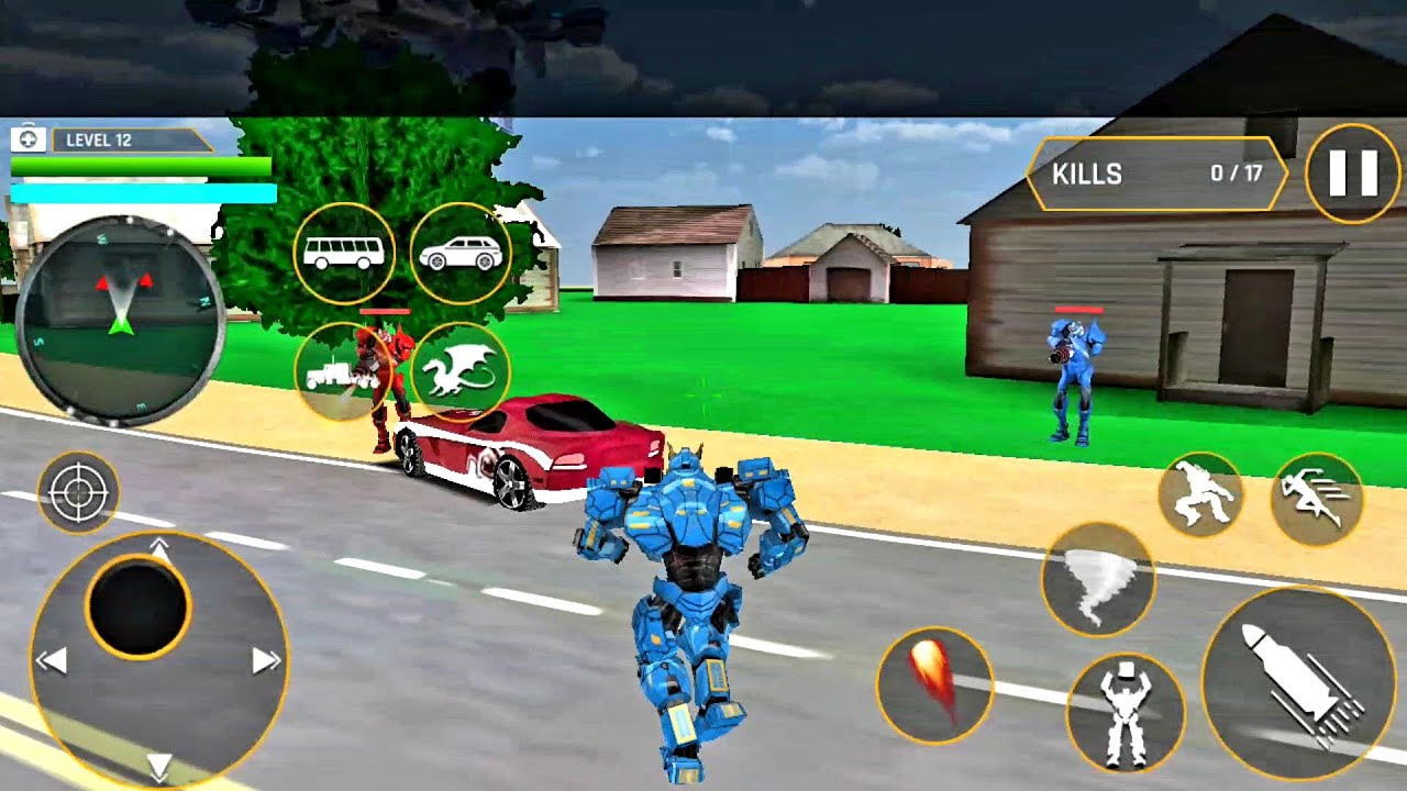 flying dragon robot transform game and police bus robot car games - YouTube