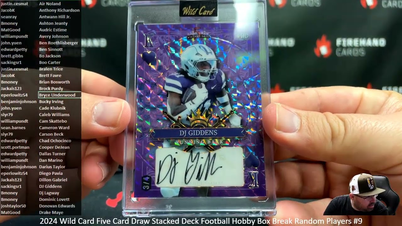 3/29/2026 2024 Wild Card Five Card Draw Stacked Deck Football Hobby Box Break Random Players #9