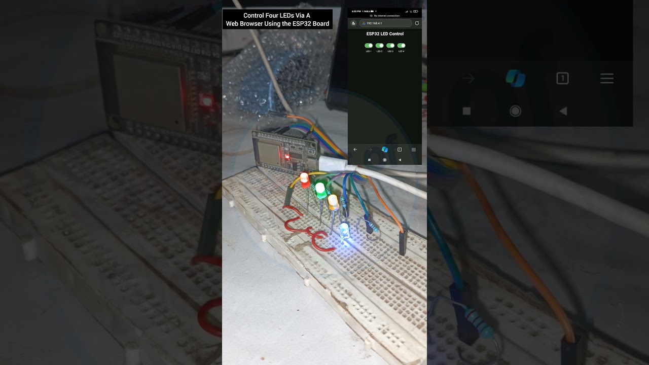 Control Four LEDs Via A Web Browser Using ESP32 Board