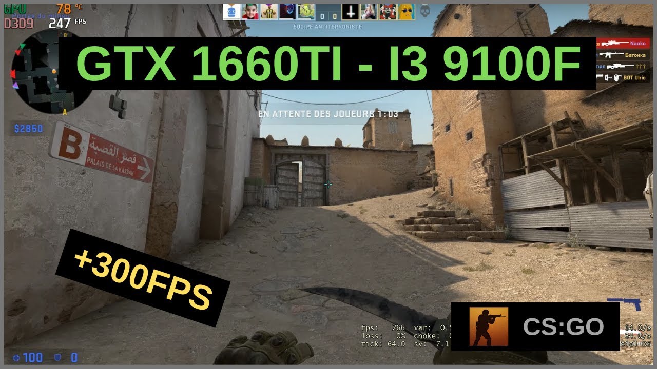 GTX 1660 TI - I3 9100F / CS:GO 1080p ultra