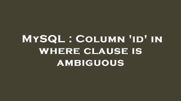 MySQL : Column 