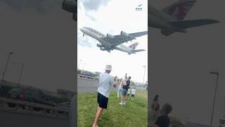 AN ABSOLUTELY GIANT IN THE SKY - Qatar Airbus A380 Flying INSANELY LOW On Final Approach To Heathrow