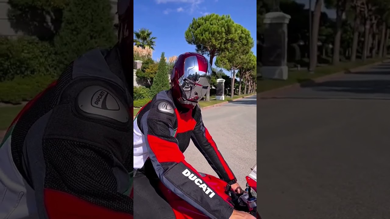 ironman riding a ducati 