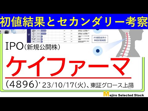 初値結果とセカンダリー相場の考察、ケイファーマ(4896)、※セカンダリーは5000株のみ参戦🐱