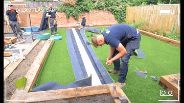 Artificial Grass Time Lapse showing the various stages when installing a fake lawn correctly