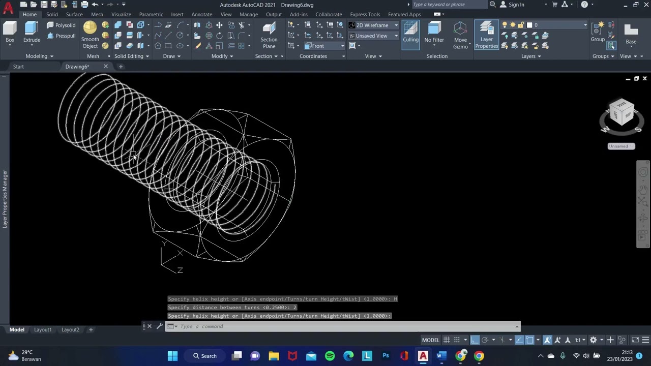 UAS CAD Membuat  Metric Coarse Thread ( Metric Nut, M16)