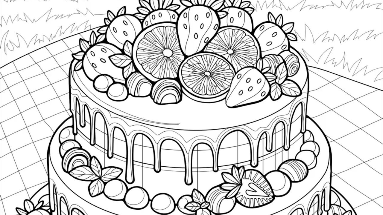 Color by Number | Zen Color Art Loop Fruit-Topped Cake, Chocolate Drip & Picnic Soothing Music